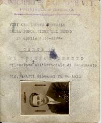 Documento di riconoscimento come funzionario addetto al censimento anno 1936